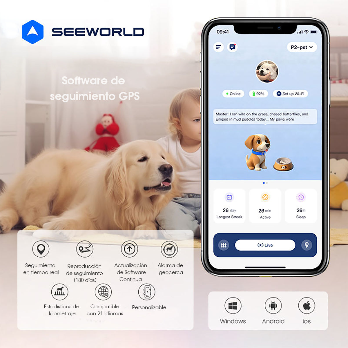 Collar SeeWorld Gps Rastreador Para Perro Gato Alerta Tiempo Real 4G